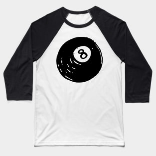 8 Ball Doodle Black Baseball T-Shirt